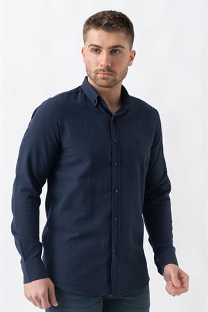 White Stone Malta G2303 Keten Regular Fit Pamuklu Gömlek K.Laci