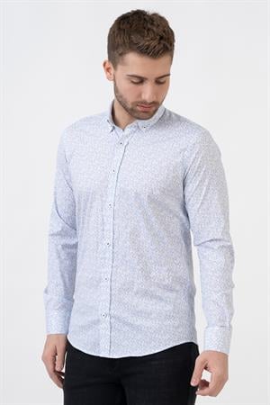 White Stone Oviedo G2308 Regular Fit Pamuklu Likralı Gömlek Desenli