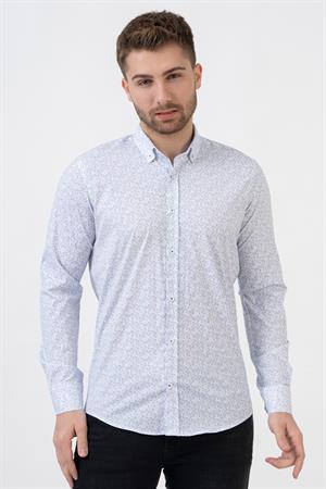 White Stone Oviedo G2308 Regular Fit Pamuklu Likralı Gömlek Desenli