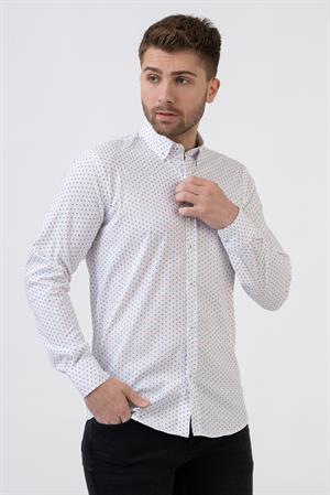White Stone Ávila G2309 Regular Fit Pamuklu Likralı Gömlek Desenli