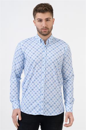 White Stone Barcelona G2311 Pamuklu Likralı Regular Fit Gömlek Desenli