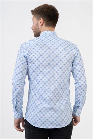White Stone Barcelona G2311 Pamuklu Likralı Regular Fit Gömlek Desenli