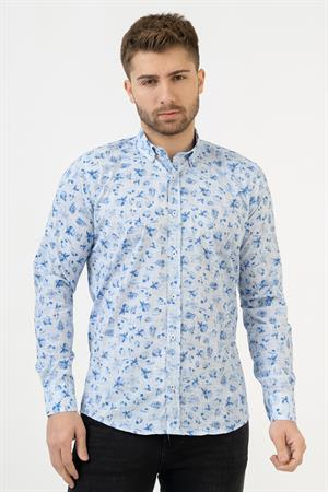 White Stone Cáceres G2314 Regular Fit Pamuklu Likralı Gömlek Desenli