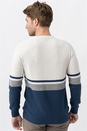White Stone Medellín 10195 Slim Fit Bisiklet Yaka Triko Ekru Gri İndigo