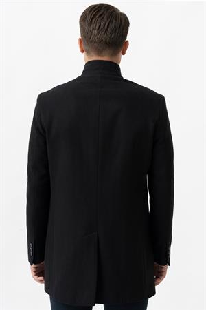 White Stone Treviso 4021 Slim Fit Pamuklu Hakim Yaka Palto Siyah