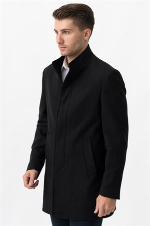 White Stone Treviso 4021 Slim Fit Pamuklu Hakim Yaka Palto Siyah