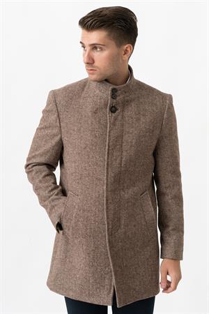 White Stone Treviso 4021 Slim Fit Pamuklu Hakim Yaka Palto A.Kahve