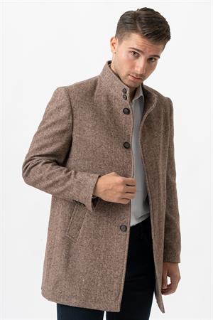 White Stone Treviso 4021 Slim Fit Pamuklu Hakim Yaka Palto A.Kahve