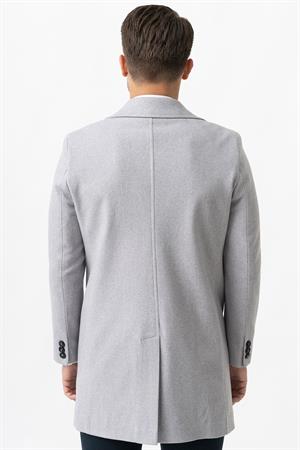 White Stone Ancona 4025-2 Düz Ceket Yaka Slim Fit Pamuklu Kaban Gri