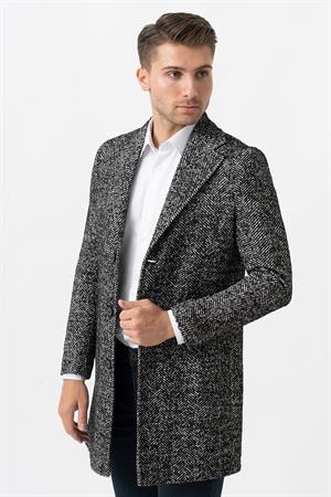 White Stone Arezzo 4025 Ceket Yaka Pamuklu Slim Fit Kaban Siyah