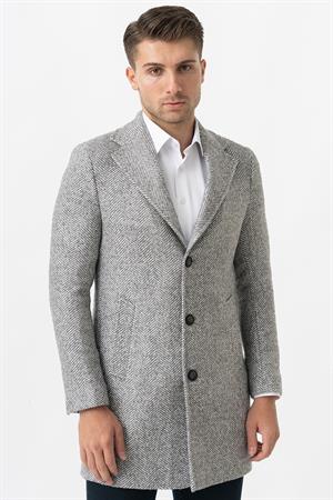 White Stone Arezzo 4025 Ceket Yaka Pamuklu Slim Fit Kaban Gri 