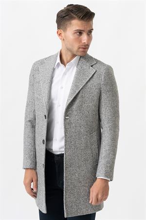White Stone Arezzo 4025 Ceket Yaka Pamuklu Slim Fit Kaban Gri 