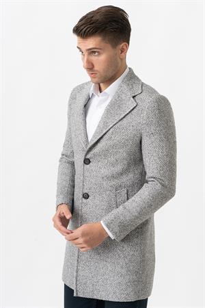 White Stone Arezzo 4025 Ceket Yaka Pamuklu Slim Fit Kaban Gri 