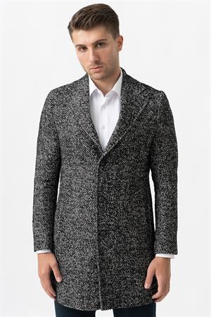 White Stone Arezzo 4025 Ceket Yaka Pamuklu Slim Fit Kaban Siyah