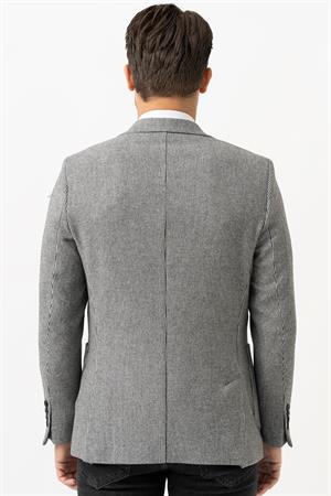White Stone Aprilla C3027 Regular Fit 6 Drop Yünlü Likralı Ceket Desenli