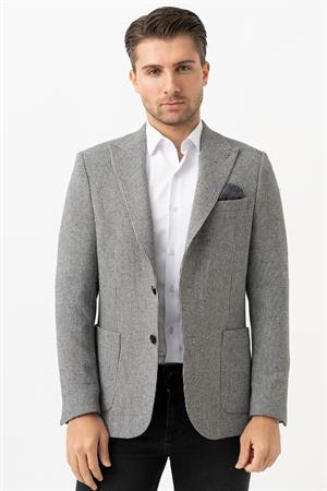 White Stone Aprilla C3027 Regular Fit 6 Drop Yünlü Likralı Ceket Desenli