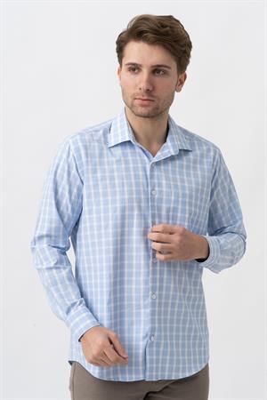 White Stone G83070 Pamuklu Regular Fit Gömlek Mavi