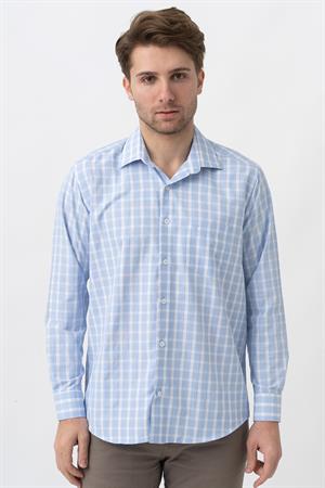 White Stone G83070 Pamuklu Regular Fit Gömlek Mavi