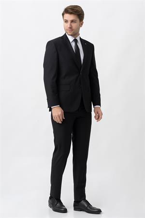 Siyah Regular Fit Rahat Kalıp Kapaklı Cepli Premium Takım Elbise