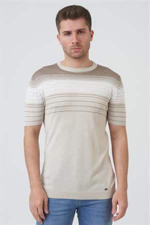 White Stone Charlotte 16014 Slim Fit  Sıfır Yaka T-Shirt Taş