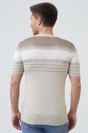 White Stone Charlotte 16014 Slim Fit  Sıfır Yaka T-Shirt Taş