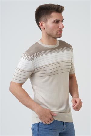 White Stone Charlotte 16014 Slim Fit  Sıfır Yaka T-Shirt Taş