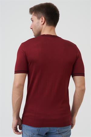 White Stone Seattle 16024 Slim Fit Sıfır Yaka T-Shirt Bordo