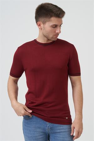 White Stone Seattle 16024 Slim Fit Sıfır Yaka T-Shirt Bordo