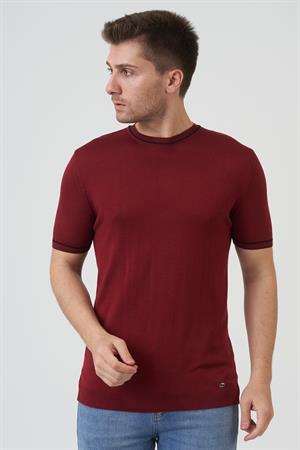 White Stone Seattle 16024 Slim Fit Sıfır Yaka T-Shirt Bordo