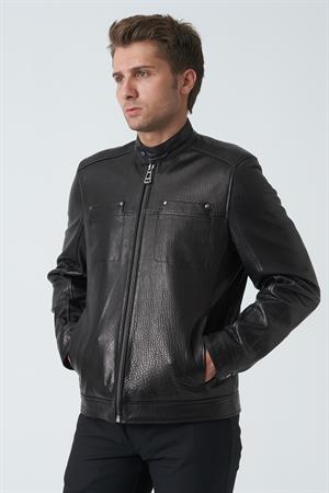 White Stone Bath 5007 Aleko Slim Fit Kuzu Derisi Mont Siyah