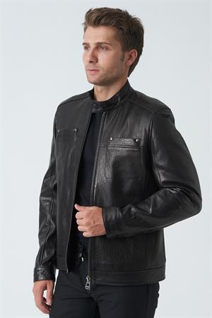 White Stone Bath 5007 Aleko Slim Fit Kuzu Derisi Mont Siyah