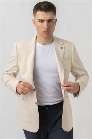 White Stone Aarburg C4003 Regular Fit Likralı 6 Drop Gofre Ceket Desenli