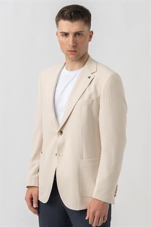 White Stone Aarburg C4003 Regular Fit Likralı 6 Drop Gofre Ceket Desenli