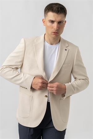 White Stone Aarburg C4003 Regular Fit Likralı 6 Drop Gofre Ceket Desenli