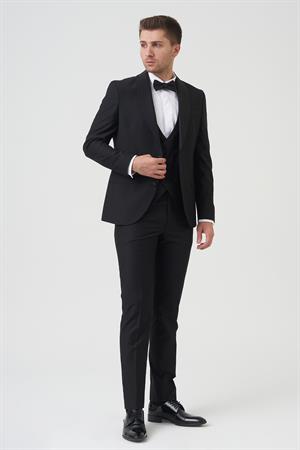 White Stone New York D2401 Slim Fit 6 Drop Takım Elbise Siyah 
