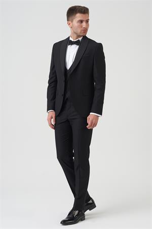 White Stone New York D2401 Slim Fit 6 Drop Takım Elbise Siyah 