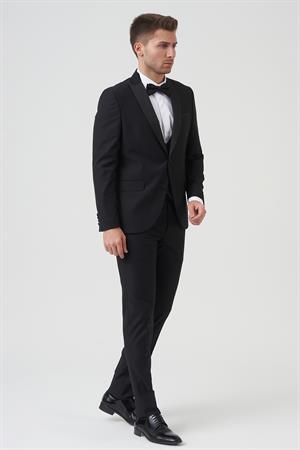 White Stone Los Angeles D2402 Slim Fit 6 Drop Damatlık Takım Elbise Siyah 