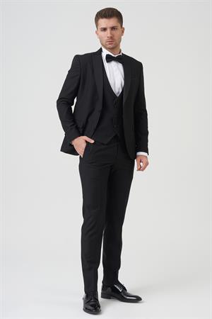 White Stone Los Angeles D2402 Slim Fit 6 Drop Damatlık Takım Elbise Siyah 