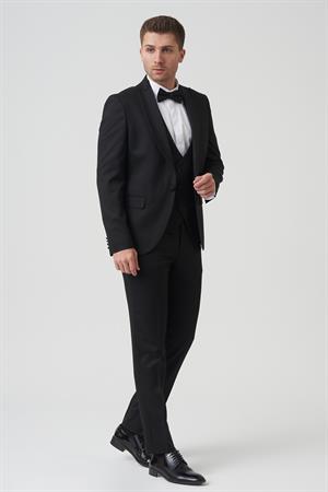 White Stone Houston D2404 Slim Fit 6 Drop Damatlık Takım Elbise  Siyah