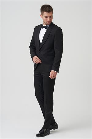 White Stone Houston D2404 Slim Fit 6 Drop Damatlık Takım Elbise  Siyah