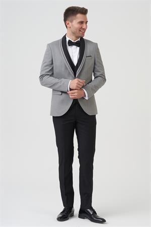 White Stone Philadelphia[ D2405 Slim Fit 6 Drop Likralı Damatlık Takım Elbise A.Gri 