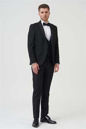 White Stone Phoenix D2406 Slim Fit 6 Drop Likralı Damatlık Takım Elbise Siyah