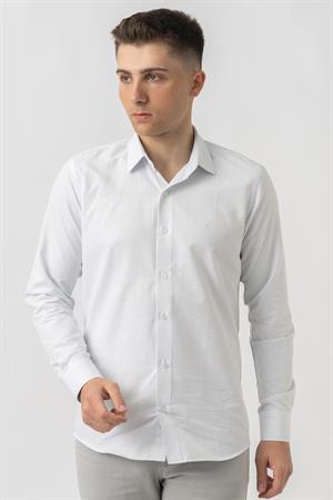 White Stone Affoltern am Albis G16252 Regular Fit Armürlü Pamuklu Gömlek Mavi