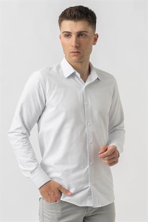 White Stone Affoltern am Albis G16252 Regular Fit Armürlü Pamuklu Gömlek Mavi