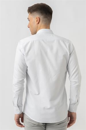 White Stone Affoltern am Albis G16252 Regular Fit Armürlü Pamuklu Gömlek Mavi