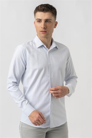 White Stone Aigle G17460 Regular Fit Armürlü Pamuklu Gömlek Mavi
