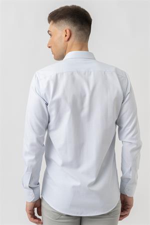 White Stone Aigle G17460 Regular Fit Armürlü Pamuklu Gömlek Mavi