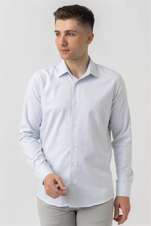 White Stone Aigle G17460 Regular Fit Armürlü Pamuklu Gömlek Mavi