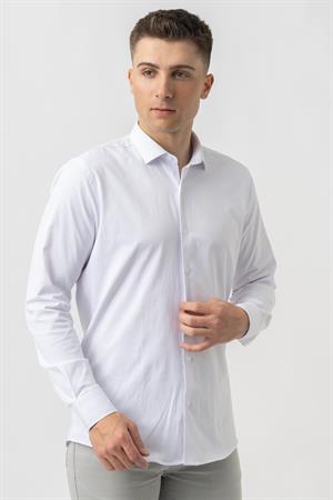 White Stone Aarberg G2424 Regular Fit Pamuklu Likralı Gömlek Beyaz