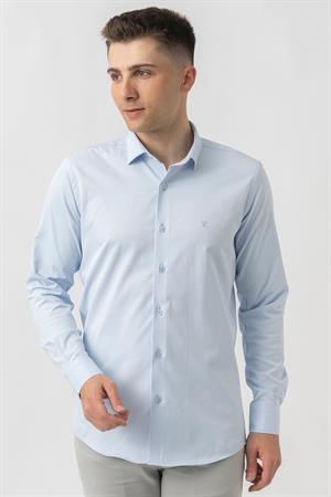White Stone Aarberg G2424 Regular Fit Pamuklu Likralı Gömlek Buz Mavisi